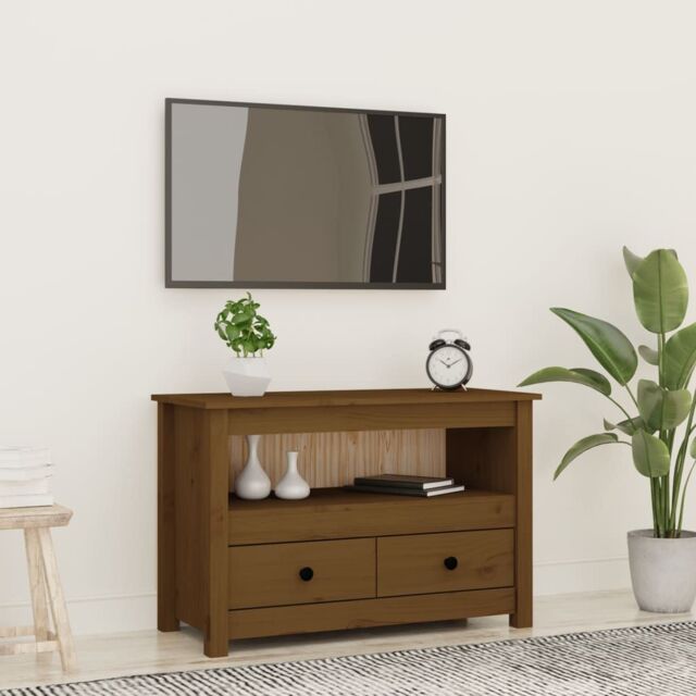 Berkfield Home TV Cabinet Honey Brown 79x35x52 cm Solid Wood Pine - Size: 79 x 35 x 52 cm - image 1