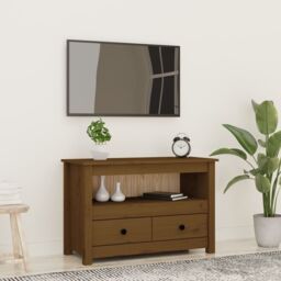 Berkfield Home TV Cabinet Honey Brown 79x35x52 cm Solid Wood Pine - Size: 79 x 35 x 52 cm