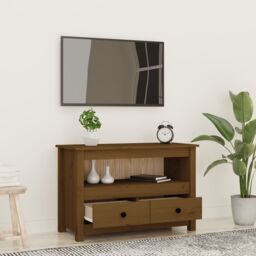 Berkfield Home TV Cabinet Honey Brown 79x35x52 cm Solid Wood Pine - Size: 79 x 35 x 52 cm - thumbnail 3