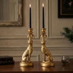 Madison & Mayfair Set of Two Gold Leopard - Lavish Candleholder - thumbnail 1