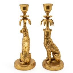 Madison & Mayfair Set of Two Gold Leopard - Lavish Candleholder - thumbnail 2