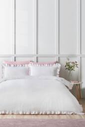 Catherine Lansfield 'So Soft Mono Frill' Duvet Cover Set in Pink - Size: King - thumbnail 1