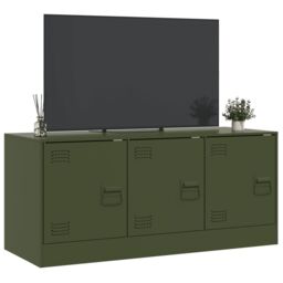 Berkfield Home TV Cabinet Olive Green 99x39x44 cm Steel - Size: 99 x 39 x 44 cm - thumbnail 5
