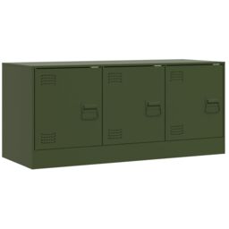 Berkfield Home TV Cabinet Olive Green 99x39x44 cm Steel - Size: 99 x 39 x 44 cm - thumbnail 2