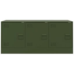 Berkfield Home TV Cabinet Olive Green 99x39x44 cm Steel - Size: 99 x 39 x 44 cm - thumbnail 6