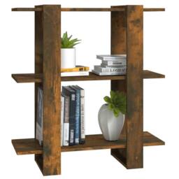 Berkfield Home Book Cabinet/Room Divider Smoked Oak 80x30x87cm in Brown - Size: 80 x 30 x 87 cm - thumbnail 4