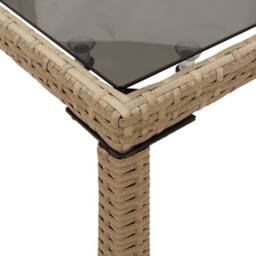 Berkfield Home Garden Table with Glass Top Beige 115x54x74 cm Poly Rattan - Size: 115 x 54 x 74 cm - thumbnail 8