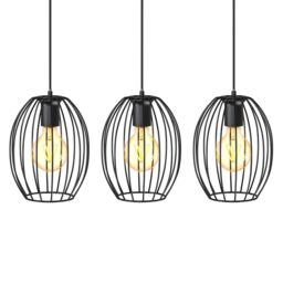 B.K.Licht Black 3xE27 60W Requires Bulb Pendant Light - thumbnail 1