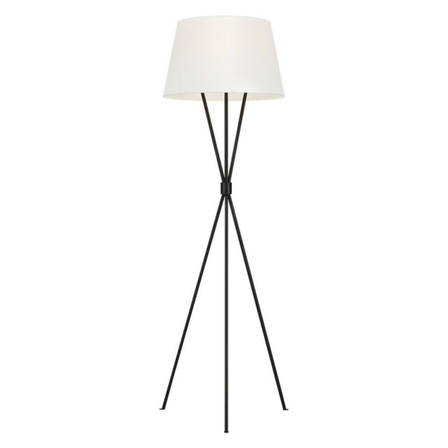 Loops Floor Lamp Tied Tripod Base White Linen Fabric Shade Aged Iron LED E27 60W Bulb