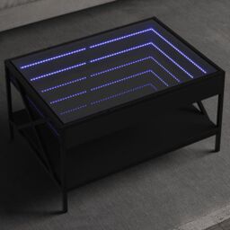 Berkfield Home Coffee Table with Infinity LED Black 70x50x38 cm - Size: 70 x 50 x 38 cm - thumbnail 1