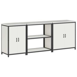 Berkfield Home with Shelf Other with Storage with Door 3 pcs White Cold-rolled steel - thumbnail 2