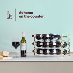 LIVIVO Elegant Stackable Wine Shelf Rack - Set of 2 Silver in Gold - thumbnail 2