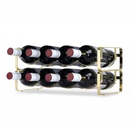 LIVIVO Elegant Stackable Wine Shelf Rack - Set of 2 Silver in Gold