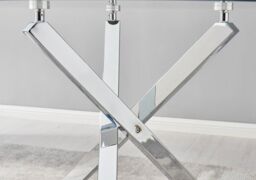 FurnitureboxUK Selina 100cm 4-Seater Striking Round Glass & Chrome Dining Table With Square Legs in Silver - thumbnail 4