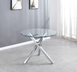 FurnitureboxUK Selina 100cm 4-Seater Striking Round Glass & Chrome Dining Table With Square Legs in Silver - thumbnail 5