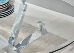 FurnitureboxUK Selina 100cm 4-Seater Striking Round Glass & Chrome Dining Table With Square Legs in Silver - thumbnail 3