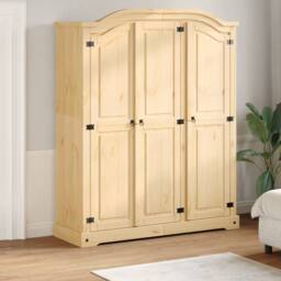 Berkfield Home Wardrobe Corona 151.5x52x186 cm Solid Wood Pine in Brown - thumbnail 1