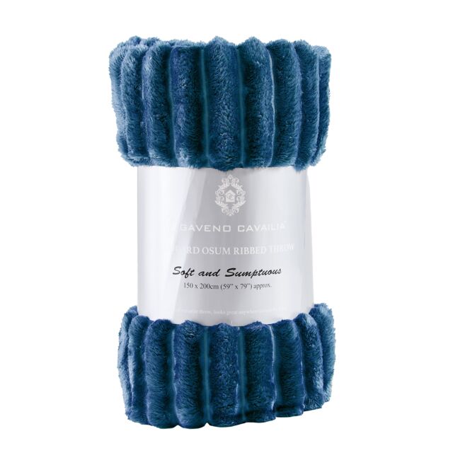 GAVENO CAVAILIA Osum Ribbed Throw in Navy - Size: 200 cm x 240 cm - image 1
