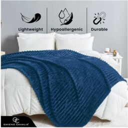 GAVENO CAVAILIA Osum Ribbed Throw in Navy - Size: 200 cm x 240 cm - thumbnail 3