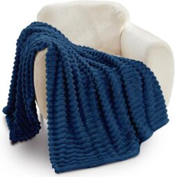 GAVENO CAVAILIA Osum Ribbed Throw in Navy - Size: 200 cm x 240 cm - thumbnail 2