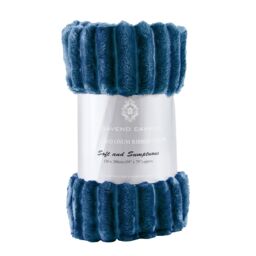 GAVENO CAVAILIA Osum Ribbed Throw in Navy - Size: 200 cm x 240 cm - thumbnail 1