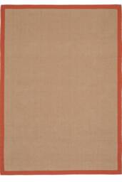 Kukoon Natural Golden Beige Jute Micro Woven Herringbone Pattern Cotton Border Area Rug in Terracotta - Size: 80 cm x 150 cm - thumbnail 2