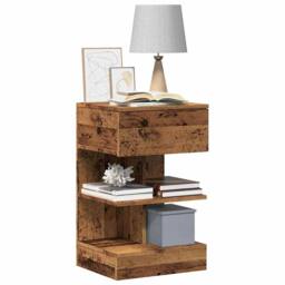 Berkfield Home Elegant Bedside Cabinet Old Wood 40x35x65 cm Engineered Wood in Brown - Size: 40 x 35 x 65 cm - thumbnail 2