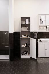 HD Designs Priano 3 Open Shelves & 2-Tier Door Storage Tall Cabinet Storage in White - thumbnail 5