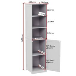 HD Designs Priano 3 Open Shelves & 2-Tier Door Storage Tall Cabinet Storage in White - thumbnail 2