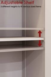 HD Designs Priano 3 Open Shelves & 2-Tier Door Storage Tall Cabinet Storage in White - thumbnail 4