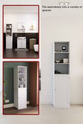 HD Designs Priano 3 Open Shelves & 2-Tier Door Storage Tall Cabinet Storage in White - thumbnail 6
