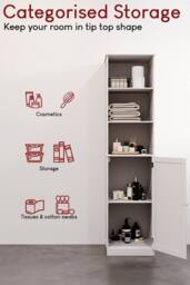 HD Designs Priano 3 Open Shelves & 2-Tier Door Storage Tall Cabinet Storage in White - thumbnail 3