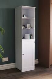 HD Designs Priano 3 Open Shelves & 2-Tier Door Storage Tall Cabinet Storage in White