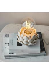 Netlighting Artichoke Complete Table Lamp Oatmeal Crackle Glaze Antique Brass Plate in Gold - thumbnail 5