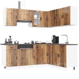 Berkfield Home 11 Piece Kitchen Cabinet Set Porto Old Wood Engineered Wood in Brown - thumbnail 1