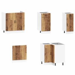 Berkfield Home 11 Piece Kitchen Cabinet Set Porto Old Wood Engineered Wood in Brown - thumbnail 4