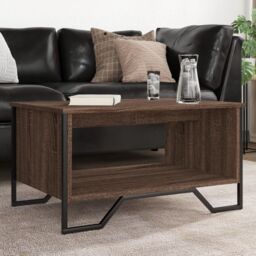 Berkfield Home Coffee Table Brown Oak 75x51x40 cm Engineered Wood - Size: 75 x 51 x 40 cm - thumbnail 1