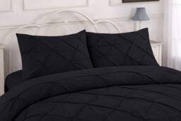 Homes-Linen Luxury Alexandra Pintuck Pleated Duvet Cover Set in Black - Size: Single - thumbnail 2
