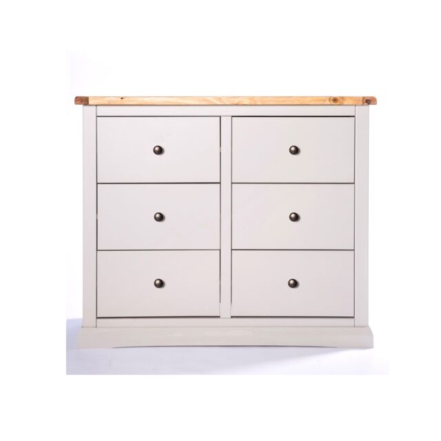 Cabinet Bits Loreo 6 Drawer Chest of Drawers Brass Knob in Light Grey - image 1