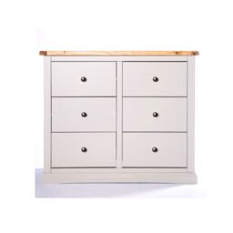 Cabinet Bits Loreo 6 Drawer Chest of Drawers Brass Knob in Light Grey - thumbnail 1