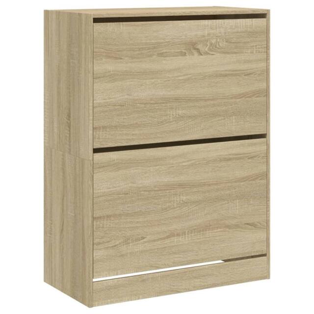 Berkfield Home Shoe Cabinet with 2 Flip-Drawers Sonoma Oak 80x42x108 cm in Brown - Size: 80 x 42 x 108 cm