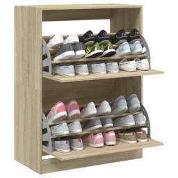 Berkfield Home Shoe Cabinet with 2 Flip-Drawers Sonoma Oak 80x42x108 cm in Brown - Size: 80 x 42 x 108 cm - thumbnail 4