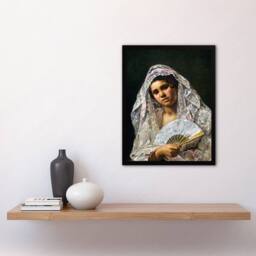 Artery8 Mary Cassatt Framed Wall Art Print Spanish Dancer with Lace Mantilla in Grey - Size: A4 - thumbnail 2