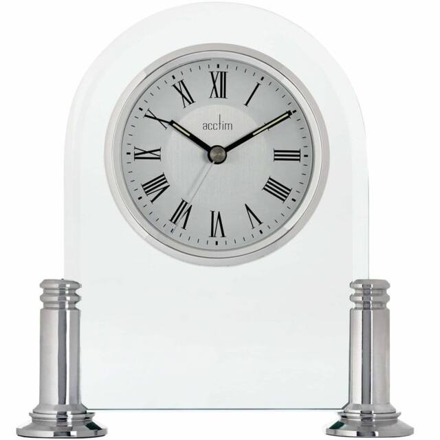 Acctim Bewdley Mantel Clock Polished Metal & Glass Floating Effect Silver in Metallic Silver - image 1