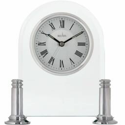 Acctim Bewdley Mantel Clock Polished Metal & Glass Floating Effect Silver in Metallic Silver