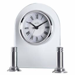 Acctim Bewdley Mantel Clock Polished Metal & Glass Floating Effect Silver in Metallic Silver - thumbnail 2
