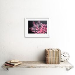 "Artery8 Wall Art Print Graffiti Pig Piglet Framed in White - Size: W7"" x H9""" - thumbnail 2