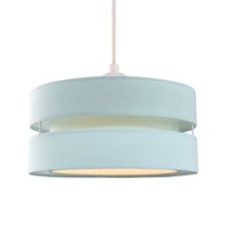 Happy Homewares Contemporary Linen Fabric Triple Tier Ceiling Pendant Light Shade in Duck Egg Blue - Size: 10 inches - thumbnail 2