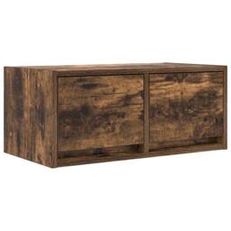 Berkfield Home TV Cabinet Smoked Oak 60x31x25.5 cm Engineered Wood in Brown - thumbnail 1