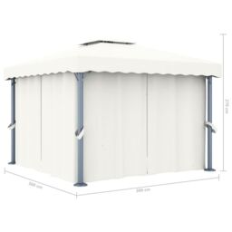 Berkfield Home Gazebo with Curtain 3x3 m Cream White Aluminium - thumbnail 6